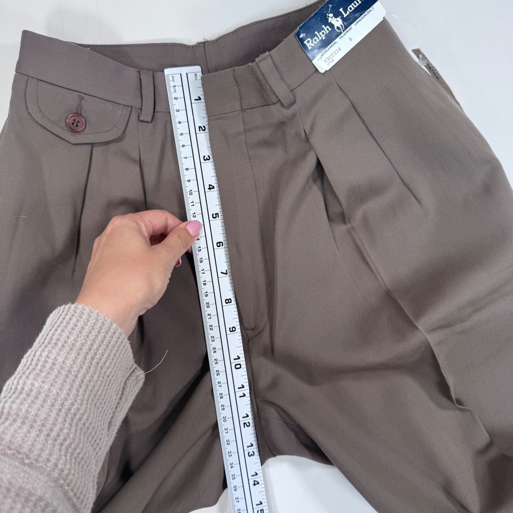 Vtg Ralph Lauren NWT Wool Pleated Trousers Women's 8 Tall Minimalist Office Read - Picture 12 of 15